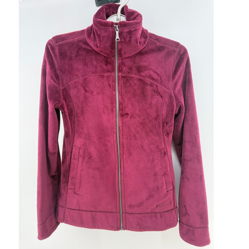 Marmot Fluffy‎ Fleece Jacket Full Zip Maroon Purple Women's Size XS